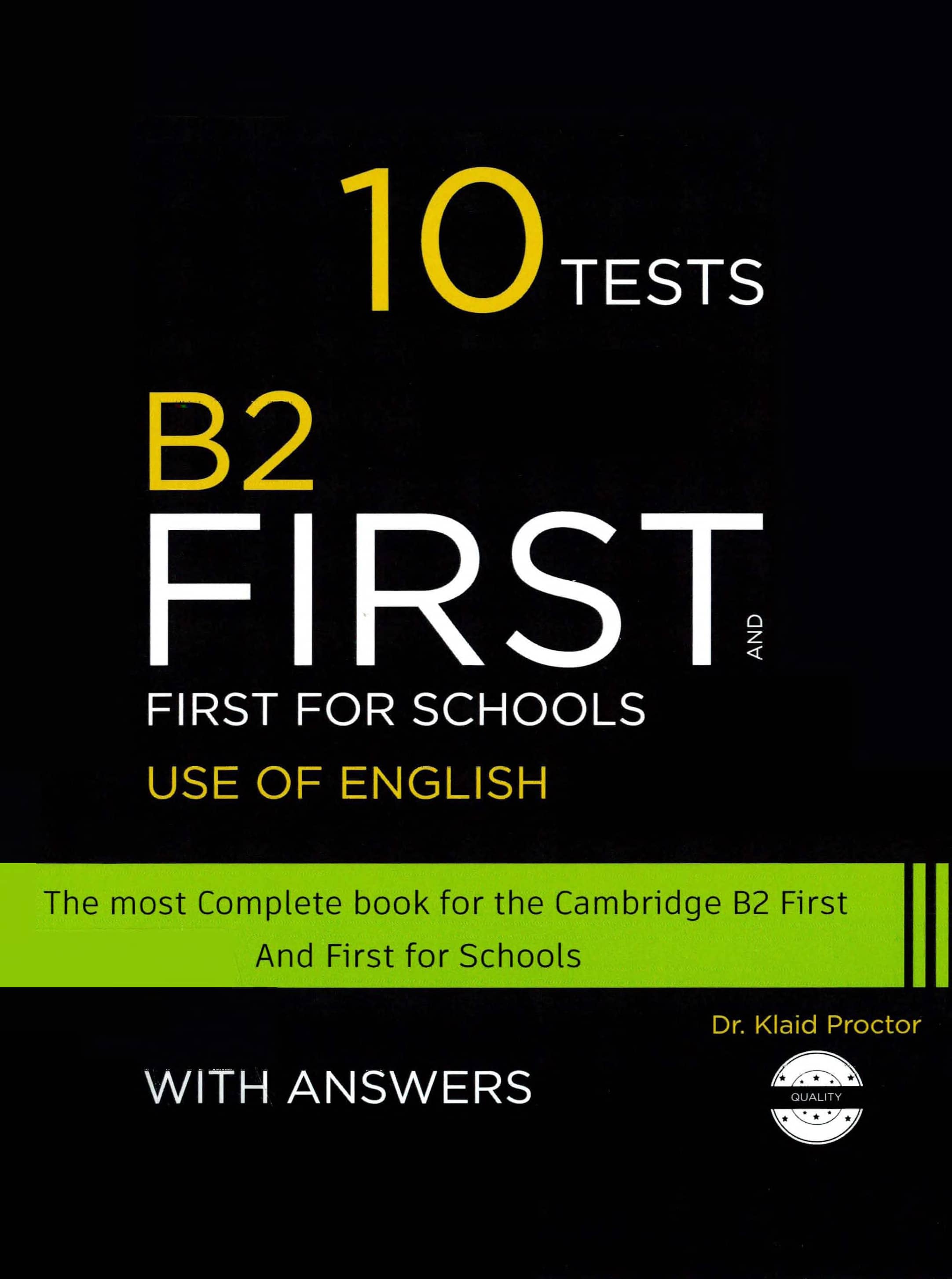 Portada B2 First : 10 practice tests with key : use of english 